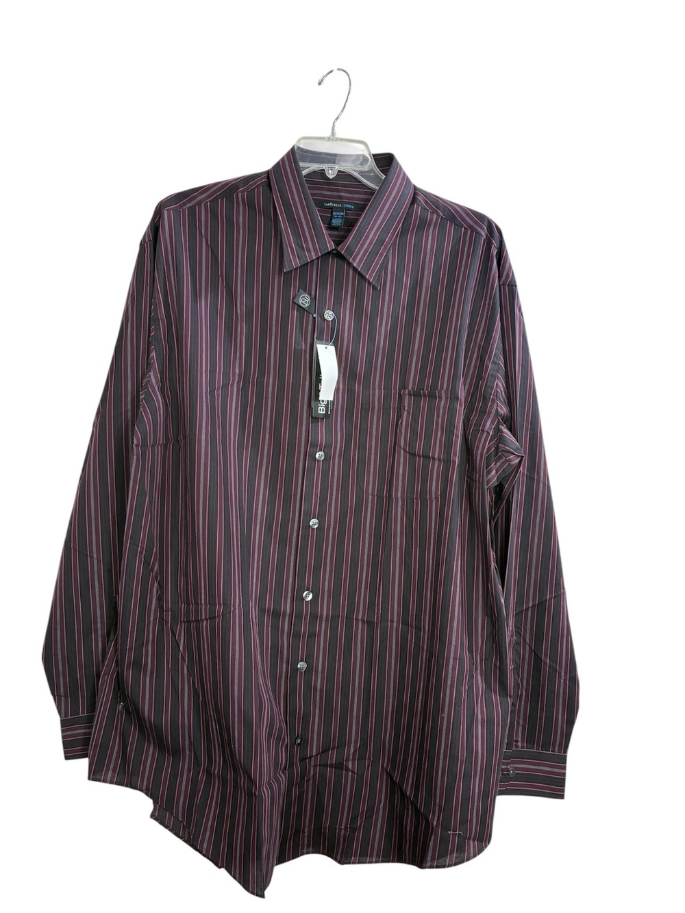 Van Heusen Men's Burgundy and Pink Striped Dress Shirt
